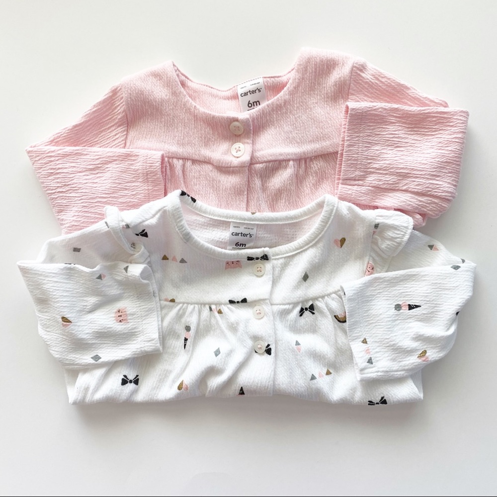 Carter’s Pink + White Button Cardigans